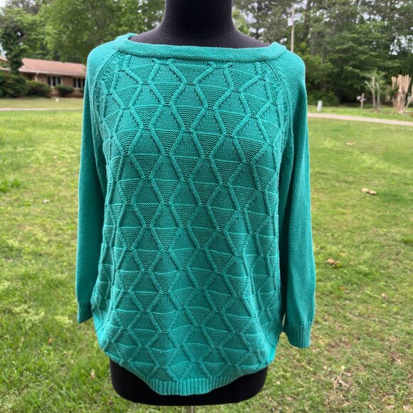 Croft & Barrow Women's Green Textured Knit Sweater Size XL Pullover Lightweight - Picture 11 of 11